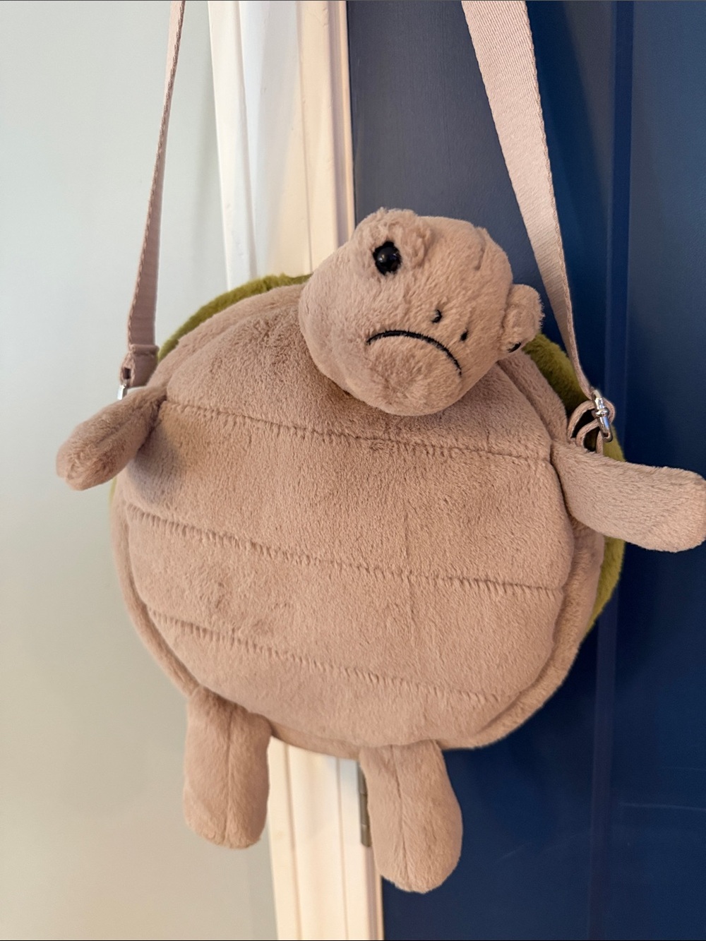 Jellycat Beige Plush Timmy Turtle Crossbody Bag with Olive Shell
